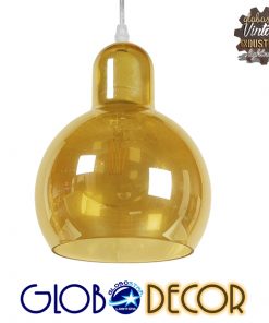 GloboStar® LUNATICA 01315 Μοντέρνο Κρεμαστό Φωτιστικό Οροφής Μονόφωτο Γυάλινο Μελί Διάφανο Φ18 x Υ23cm