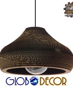 GloboStar® MILOS 01291 Vintage Κρεμαστό Φωτιστικό Οροφής Μονόφωτο 3D από Επεξεργασμένο Σκληρό Καφέ Χαρτόνι Καμπάνα Φ35 x Y22cm