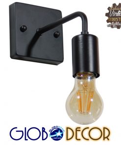 GloboStar® MISSAM 01119 Vintage Industrial Φωτιστικό Τοίχου Απλίκα Μονόφωτο Μαύρο Μεταλλικό Μ20 x Π10 x Υ17cm