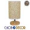 GloboStar® MOSAIC 01262 Μοντέρνο Επιτραπέζιο Φωτιστικό Πορτατίφ Μονόφωτο Ξύλινο με Μπεζ Καπέλο Φ14 x Υ28cm