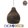 GloboStar® MYKONOS 01292 Vintage Κρεμαστό Φωτιστικό Οροφής Μονόφωτο 3D από Επεξεργασμένο Σκληρό Καφέ Χαρτόνι Καμπάνα Φ30 x Y30cm