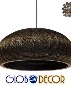 GloboStar® NAXOS 01298 Vintage Κρεμαστό Φωτιστικό Οροφής Μονόφωτο 3D από Επεξεργασμένο Σκληρό Καφέ Χαρτόνι Καμπάνα Φ56 x Y25cm
