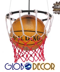 GloboStar® NBA 01027 Μοντέρνο Κρεμαστό Φωτιστικό Οροφής Μονόφωτο Πορτοκαλί Μεταλλικό Πλέγμα Φ32 x Y58cm