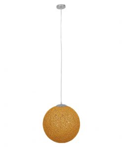 Alternative view of GloboStar® OCEANA 01357 Vintage Κρεμαστό Φωτιστικό Οροφής Μονόφωτο Μπεζ Ξύλινο Ψάθινο Rattan Φ40 x Υ40cm