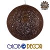 GloboStar® OCEANA 01358 Vintage Κρεμαστό Φωτιστικό Οροφής Μονόφωτο Καφέ Ξύλινο Ψάθινο Rattan Φ40 x Υ40cm 1 GloboStar® OCEANA 01358 Vintage Κρεμαστό Φωτιστικό Οροφής Μονόφωτο Καφέ Ξύλινο Ψάθινο Rattan Φ40 x Υ40cm
