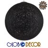 GloboStar® OCEANA 01364 Vintage Κρεμαστό Φωτιστικό Οροφής Μονόφωτο Μαύρο Ξύλινο Ψάθινο Rattan Φ60 x Υ60cm