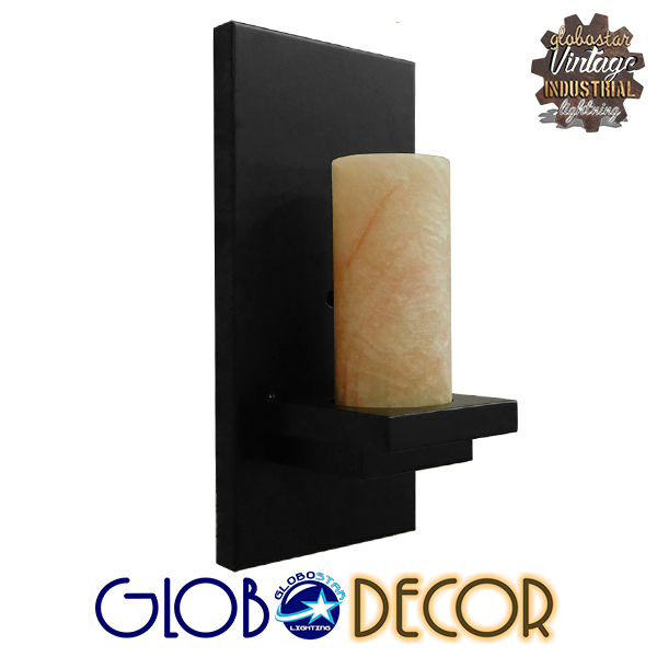 GloboStar® ODILIA 01245 Vintage Φωτιστικό Τοίχου Απλίκα Μονόφωτο Μαύρο Μεταλλικό με Μπεζ Όνυχα Μ10 x Π14 x Υ30cm 3 GloboStar® ODILIA 01245 Vintage Φωτιστικό Τοίχου Απλίκα Μονόφωτο Μαύρο Μεταλλικό με Μπεζ Όνυχα Μ10 x Π14 x Υ30cm