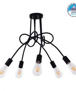 GloboStar® PAULELI 01127 Μοντέρνο Industrial Φωτιστικό Οροφής Πολύφωτο Μαύρο Μεταλλικό Φ76 x Y38cm