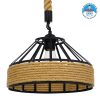 GloboStar® POLI 01146 Vintage Κρεμαστό Φωτιστικό Οροφής Μονόφωτο Μαύρο Μεταλλικό με Μπεζ Σχοινί Φ30 x Y18cm