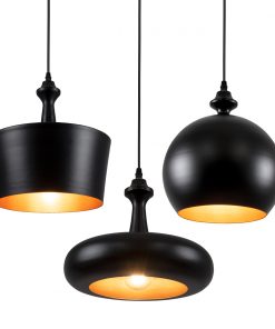 Alternative view of GloboStar® ROCKFORD 01287 SET 3 Μοντέρνα Κρεμαστά Φωτιστικά Οροφής Μονόφωτα Μαύρα Μεταλλικά Καμπάνα