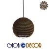 GloboStar® SANTORINI 01288 Vintage Κρεμαστό Φωτιστικό Οροφής Μονόφωτο 3D από Επεξεργασμένο Σκληρό Καφέ Χαρτόνι Καμπάνα Φ20 x Y18cm