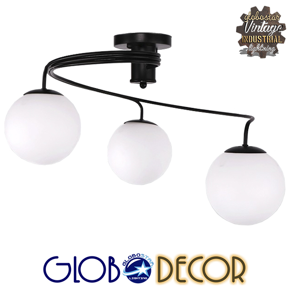 GloboStar® SELINA 01089 Μοντέρνο Φωτιστικό Οροφής Τρίφωτο Μαύρο Μεταλλικό με Λευκό Γυαλί Φ60 x Y45cm 3 GloboStar® SELINA 01089 Μοντέρνο Φωτιστικό Οροφής Τρίφωτο Μαύρο Μεταλλικό με Λευκό Γυαλί Φ60 x Y45cm