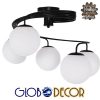 GloboStar® SELINA 01090 Μοντέρνο Φωτιστικό Οροφής Πολύφωτο Μαύρο Μεταλλικό με Λευκό Γυαλί Φ63 x Y47cm