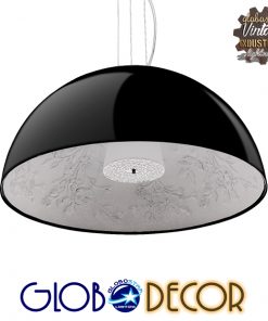 GloboStar® SERENIA BLACK 01270 Μοντέρνο Κρεμαστό Φωτιστικό Οροφής Μονόφωτο Μαύρο Γύψινο Καμπάνα Φ60 x Y30cm