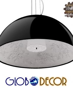 GloboStar® SERENIA BLACK 01272 Μοντέρνο Κρεμαστό Φωτιστικό Οροφής Μονόφωτο Μαύρο Γύψινο Καμπάνα Φ90 x Y45cm