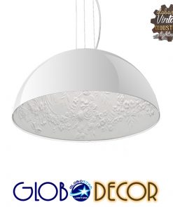 GloboStar® SERENIA WHITE 01152 Μοντέρνο Κρεμαστό Φωτιστικό Οροφής Μονόφωτο Λευκό Γύψινο Καμπάνα Φ40 x 19cm