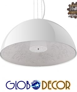 GloboStar® SERENIA WHITE 01271 Μοντέρνο Κρεμαστό Φωτιστικό Οροφής Μονόφωτο Λευκό Γύψινο Καμπάνα Φ60 x Y30cm