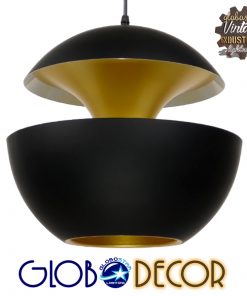 GloboStar® SEVILLE BLACK 01269 Μοντέρνο Κρεμαστό Φωτιστικό Οροφής Μονόφωτο Μαύρο Μεταλλικό Φ35 x Y33cm