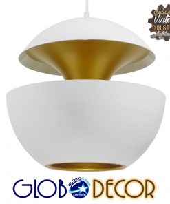 GloboStar® SEVILLE WHITE 01268 Μοντέρνο Κρεμαστό Φωτιστικό Οροφής Μονόφωτο Λευκό Μεταλλικό Φ35 x 33cm
