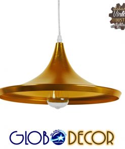 GloboStar® SHANGHAI GOLD 01545 Μοντέρνο Κρεμαστό Φωτιστικό Οροφής Μονόφωτο Χρυσό Μεταλλικό Καμπάνα Φ37 x Y20cm