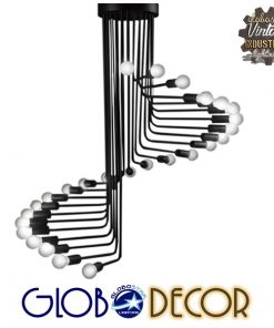 GloboStar® STAIRS 01024 Μοντέρνο Φωτιστικό Οροφής Πολύφωτο Μαύρο Μεταλλικό Φ80 x Y95cm