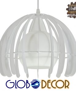 GloboStar® STEPHEN 01225 Μοντέρνο Κρεμαστό Φωτιστικό Οροφής Μονόφωτο Λευκό Μεταλλικό Πλέγμα με Λευκό Γυαλί Φ26 x Y21cm