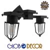 GloboStar® TORO 01079 Vintage Industrial Φωτιστικό Τοίχου Απλίκα Δίφωτο Μαύρο Μεταλλικό Πλέγμα Μ22 x Π45 x Υ27cm