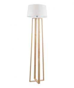 Alternative view of GloboStar® TOWER 01264 Μοντέρνο Φωτιστικό Δαπέδου Μονόφωτο 1 x E27 Μπεζ Ξύλινο Καμπάνα D40 x H166cm