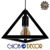GloboStar® TRIANGLE 01063 Μοντέρνο Κρεμαστό Φωτιστικό Οροφής Μονόφωτο Μαύρο Μεταλλικό Πλέγμα Φ25 x Y21cm
