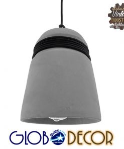 GloboStar® TRIBECA 01320 Μοντέρνο Industrial Κρεμαστό Φωτιστικό Οροφής Μονόφωτο Γκρι Τσιμέντο Καμπάνα Φ18 x Y26cm