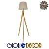 GloboStar® TRIPOD 01263 Μοντέρνο Φωτιστικό Δαπέδου Μονόφωτο 1 x E27 Μπεζ Ξύλινο Καμπάνα D40 x H143cm