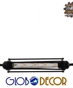 GloboStar® TUBE 01085 Vintage Industrial Κρεμαστό Φωτιστικό Οροφής Μαύρο Μεταλλικό Μ43 x Π11 x Υ11cm