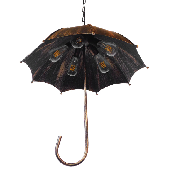 GloboStar® UMBRELLA 01406 Vintage Industrial Κρεμαστό Φωτιστικό Οροφής Πολύφωτο Μαύρο Καφέ Σκουριά Μεταλλικό Φ58 x Υ60cm 6 GloboStar® UMBRELLA 01406 Vintage Industrial Κρεμαστό Φωτιστικό Οροφής Πολύφωτο Μαύρο Καφέ Σκουριά Μεταλλικό Φ58 x Υ60cm - Image 4