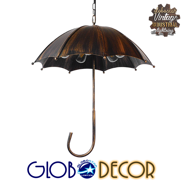 GloboStar® UMBRELLA 01406 Vintage Industrial Κρεμαστό Φωτιστικό Οροφής Πολύφωτο Μαύρο Καφέ Σκουριά Μεταλλικό Φ58 x Υ60cm 3 GloboStar® UMBRELLA 01406 Vintage Industrial Κρεμαστό Φωτιστικό Οροφής Πολύφωτο Μαύρο Καφέ Σκουριά Μεταλλικό Φ58 x Υ60cm