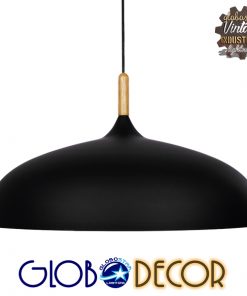 GloboStar® VALLETE BLACK 01259 Μοντέρνο Κρεμαστό Φωτιστικό Οροφής Μονόφωτο Μαύρο Μεταλλικό Καμπάνα Φ60 x Y35cm