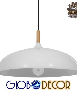 GloboStar® VALLETE WHITE 01257 Μοντέρνο Κρεμαστό Φωτιστικό Οροφής Μονόφωτο Λευκό Μεταλλικό Καμπάνα Φ60 x Y35cm