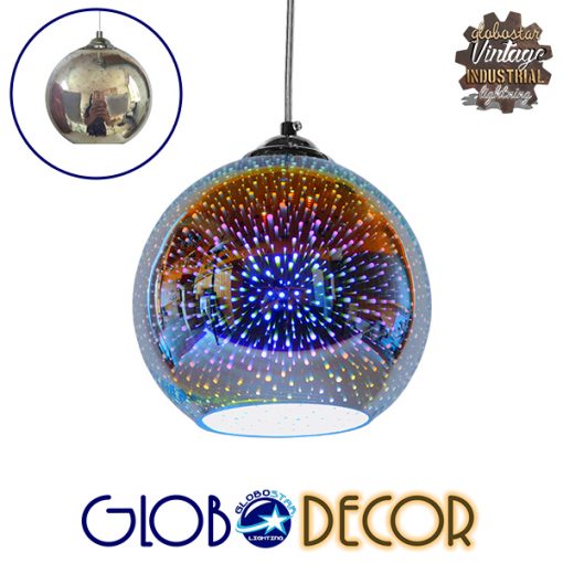 GloboStar® VENUS 01346 Μοντέρνο Κρεμαστό Φωτιστικό Οροφής Μονόφωτο Γυάλινο Νίκελ 3D Φ20 x Υ18cm