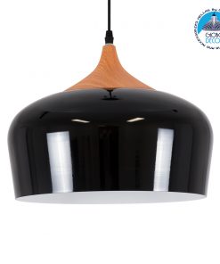 GloboStar® VILI BLACK 01261 Μοντέρνο Κρεμαστό Φωτιστικό Οροφής Μονόφωτο Μαύρο Μεταλλικό Καμπάνα Φ35 x Y27cm