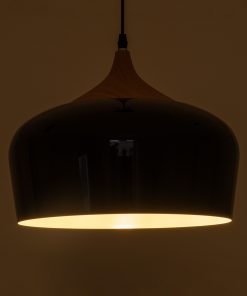 GloboStar® VILI BLACK 01261 Μοντέρνο Κρεμαστό Φωτιστικό Οροφής Μονόφωτο Μαύρο Μεταλλικό Καμπάνα Φ35 x Y27cm 3