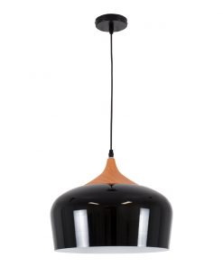 GloboStar® VILI BLACK 01261 Μοντέρνο Κρεμαστό Φωτιστικό Οροφής Μονόφωτο Μαύρο Μεταλλικό Καμπάνα Φ35 x Y27cm 4