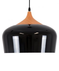 GloboStar® VILI BLACK 01261 Μοντέρνο Κρεμαστό Φωτιστικό Οροφής Μονόφωτο Μαύρο Μεταλλικό Καμπάνα Φ35 x Y27cm 5