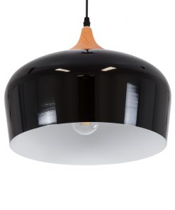 GloboStar® VILI BLACK 01261 Μοντέρνο Κρεμαστό Φωτιστικό Οροφής Μονόφωτο Μαύρο Μεταλλικό Καμπάνα Φ35 x Y27cm 6