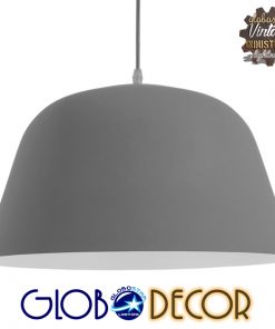 GloboStar® WESTVALE 01282 Μοντέρνο Κρεμαστό Φωτιστικό Οροφής Μονόφωτο Γκρί Μεταλλικό Καμπάνα Φ40 x Y24cm