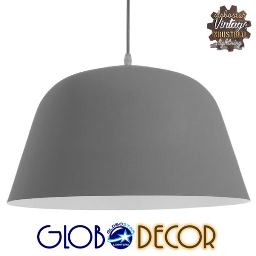 GloboStar® WESTVALE 01282 Μοντέρνο Κρεμαστό Φωτιστικό Οροφής Μονόφωτο Γκρί  Μεταλλικό Καμπάνα Φ40 x Y24cm