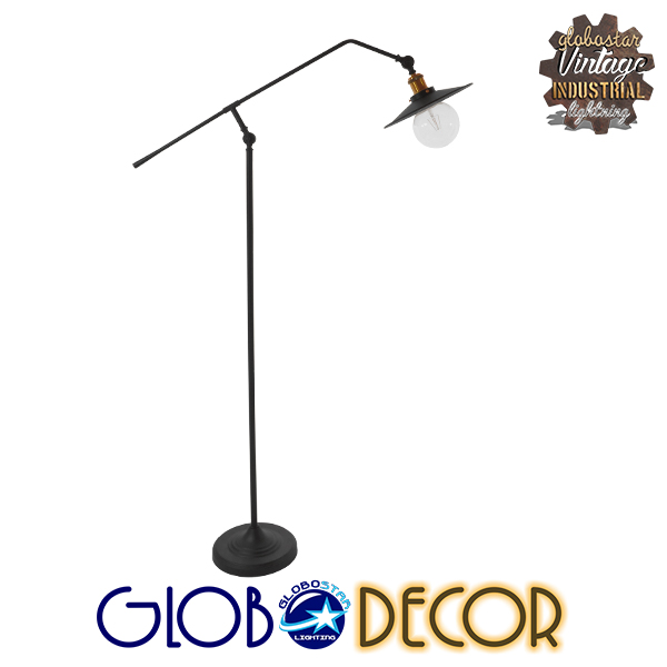 GloboStar® WYNGE 01101 Vintage Industrial Φωτιστικό Δαπέδου Μονόφωτο Μαύρο Μεταλλικό με Χρυσό Ντουί Φ26 x Υ174cm 3 GloboStar® WYNGE 01101 Vintage Industrial Φωτιστικό Δαπέδου Μονόφωτο Μαύρο Μεταλλικό με Χρυσό Ντουί Φ26 x Υ174cm