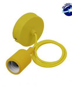 Κίτρινο Κρεμαστό Φωτιστικό Οροφής Σιλικόνης με Υφασμάτινο Καλώδιο 1 Μέτρο E27 GloboStar Yellow 91006