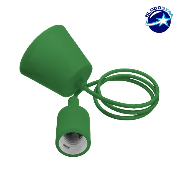 Πράσινο Κρεμαστό Φωτιστικό Οροφής Σιλικόνης με Υφασμάτινο Καλώδιο 1 Μέτρο E27 GloboStar Green 91007 3 Πράσινο Κρεμαστό Φωτιστικό Οροφής Σιλικόνης με Υφασμάτινο Καλώδιο 1 Μέτρο E27 GloboStar Green 91007