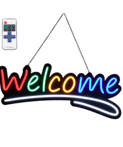 GloboStar® GloboStar® 85861 Φωτιστικό Ταμπέλα Φωτεινή Επιγραφή NEON LED Σήμανσης Animated WELCOME 30W AC 230V με Διακόπτη On/Off και Ασύρματο Χειριστήριο IR Κόκκινο - Πράσινο - Κίτρινο - Μπλε - Λευκό