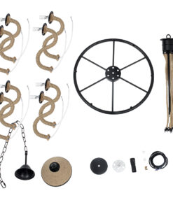 GLOBOSTAR® PENNSYLVANIA 00541 Vintage Κρεμαστό Φωτιστικό Οροφής με Ντουί 6 x E14 AC 220-240V IP20 - Μαύρο & Μπεζ - Μ64 x Π64 x Υ63cm 26 00541 12