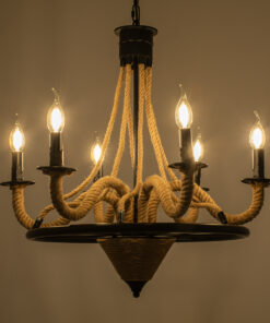 Alternative view of GLOBOSTAR® PENNSYLVANIA 00541 Vintage Κρεμαστό Φωτιστικό Οροφής με Ντουί 6 x E14 AC 220-240V IP20 - Μαύρο & Μπεζ - Μ64 x Π64 x Υ63cm